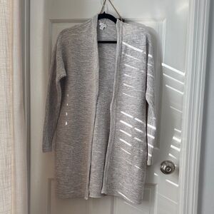 JJill Women's Light Gray Open Front Long Cardigan